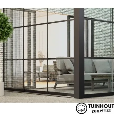 Steel look set zwart voor glazen schuifwanden