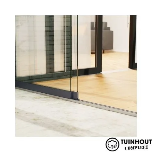 Glazen schuifwanden antraciet 3-rail tot 1940 mm breed 2 x 980 mm glas