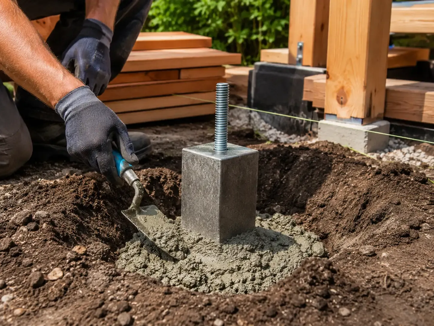 Een betonpoer instorten met snelbeton