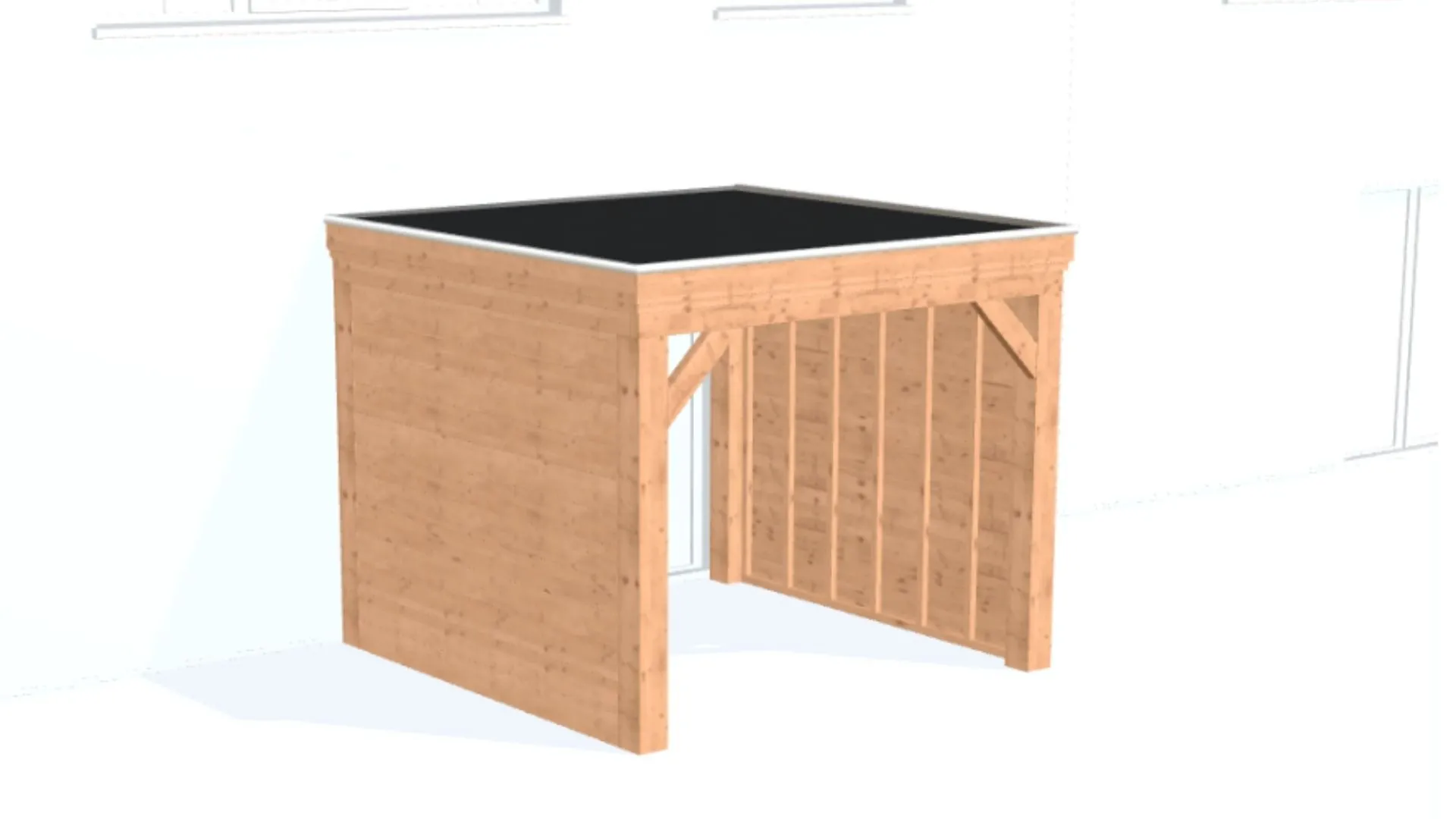 Douglas aanbouw veranda - Robuust zonder overstek, met zijwanden geschaafd