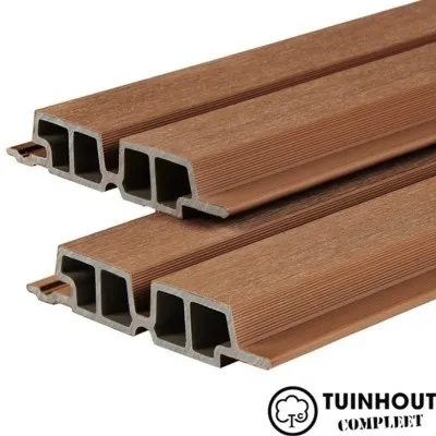 Composiet Dubbel Profiel Teak 33 x 170 mm