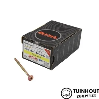 Schotelkopschroef geel verzinkt 6.0 x 100 per doos