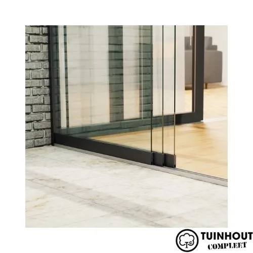 Glazen schuifwanden zwart 3-rail tot 2900 mm breed 3 x 980 mm glas