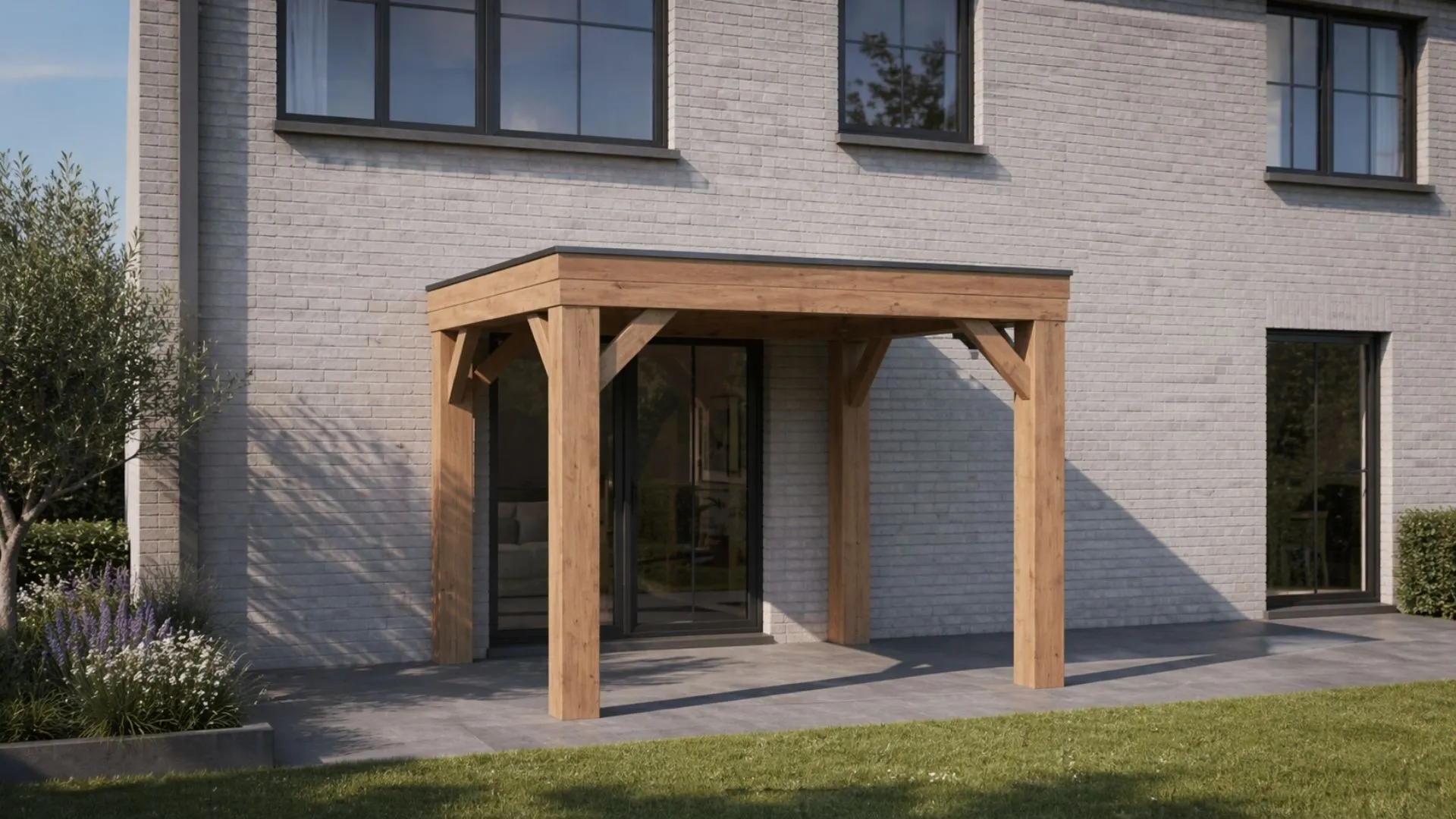 Douglas aanbouw veranda - Robuust zonder overstek