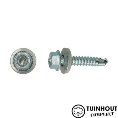 Zelfborende schroef 4,8 x 19 mm verzinkt met EPDM sluitring per doos