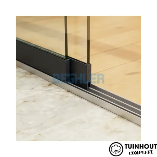 Glazen schuifwanden zwart 3-rail tot 1780 mm breed 2 x 900 mm glas