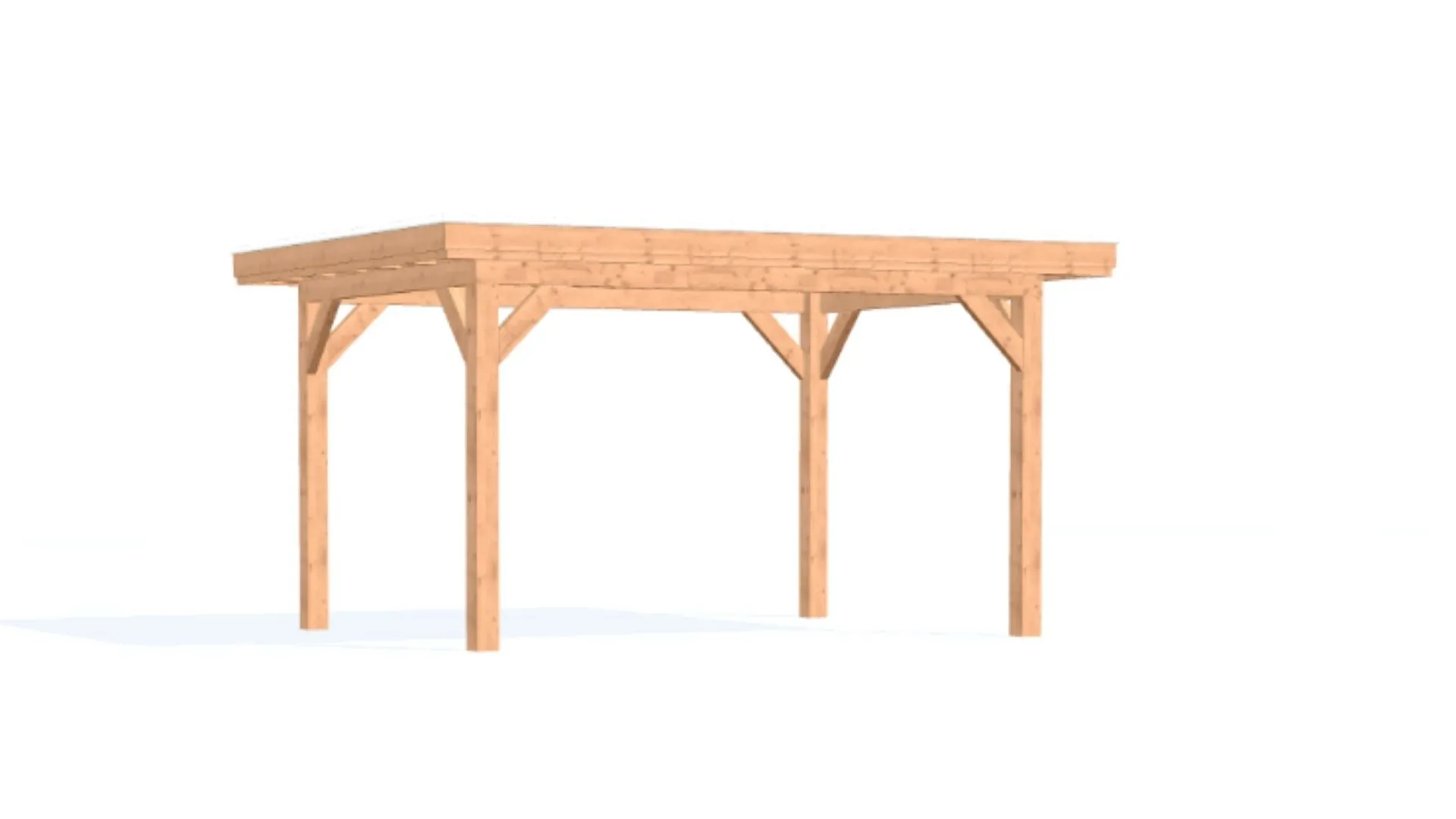 Douglas overkapping met plat dak - Comfort met overstek