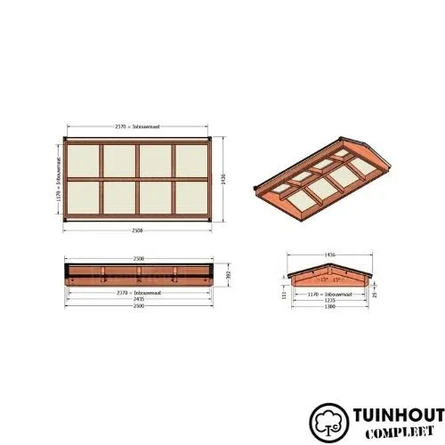 Lichtstraat zadeldak 2500 x 1300 mm