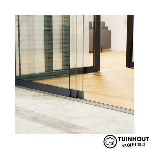 Glazen schuifwanden antraciet 3-rail tot 2660 mm breed 3 x 900 mm glas