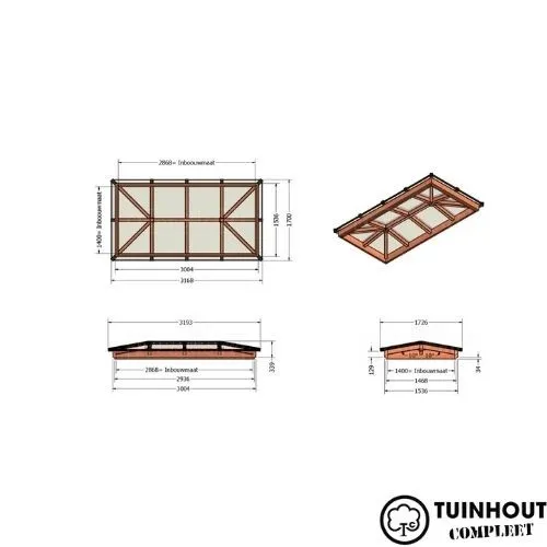 Lichtstraat schilddak 3004 x 1536 mm