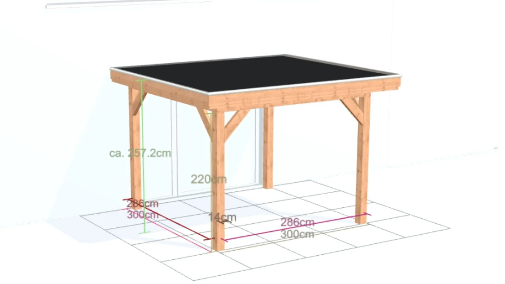 Douglas aanbouw veranda - Comfort met overstek geschaafd