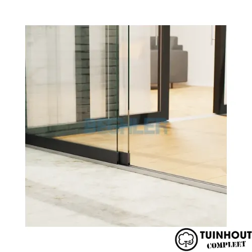 Glazen schuifwanden zwart 3-rail tot 1940 mm breed 2 x 980 mm glas