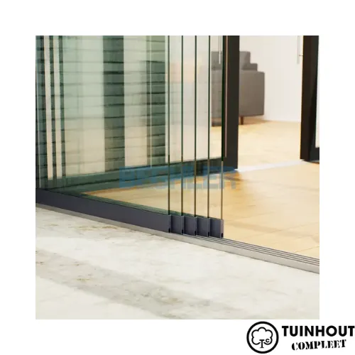 Glazen schuifwanden antraciet 5-rail tot 4820 mm breed 5 x 980 mm glas