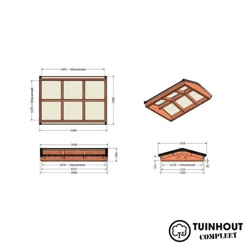 Lichtstraat zadeldak 2000 x 1300 mm