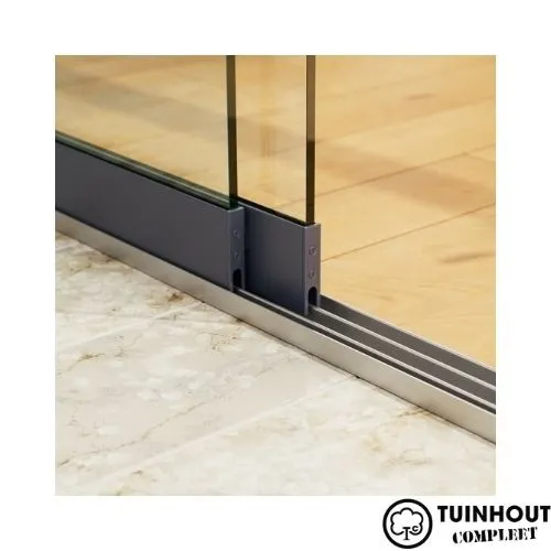 Glazen schuifwanden antraciet 3-rail tot 2000 mm breed 2 x 1030 mm glas