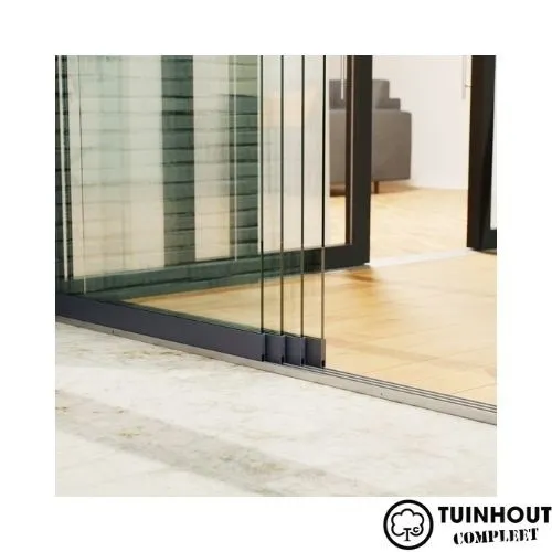 Glazen schuifwanden antraciet 4-rail tot 3540 mm breed 4 x 900 mm glas