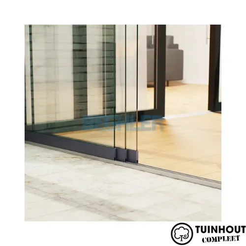 Glazen schuifwanden antraciet 3-rail tot 2900 mm breed 3 x 980 mm glas