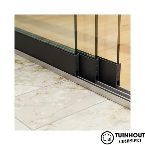 Glazen schuifwanden zwart 3-rail tot 2900 mm breed 3 x 980 mm glas