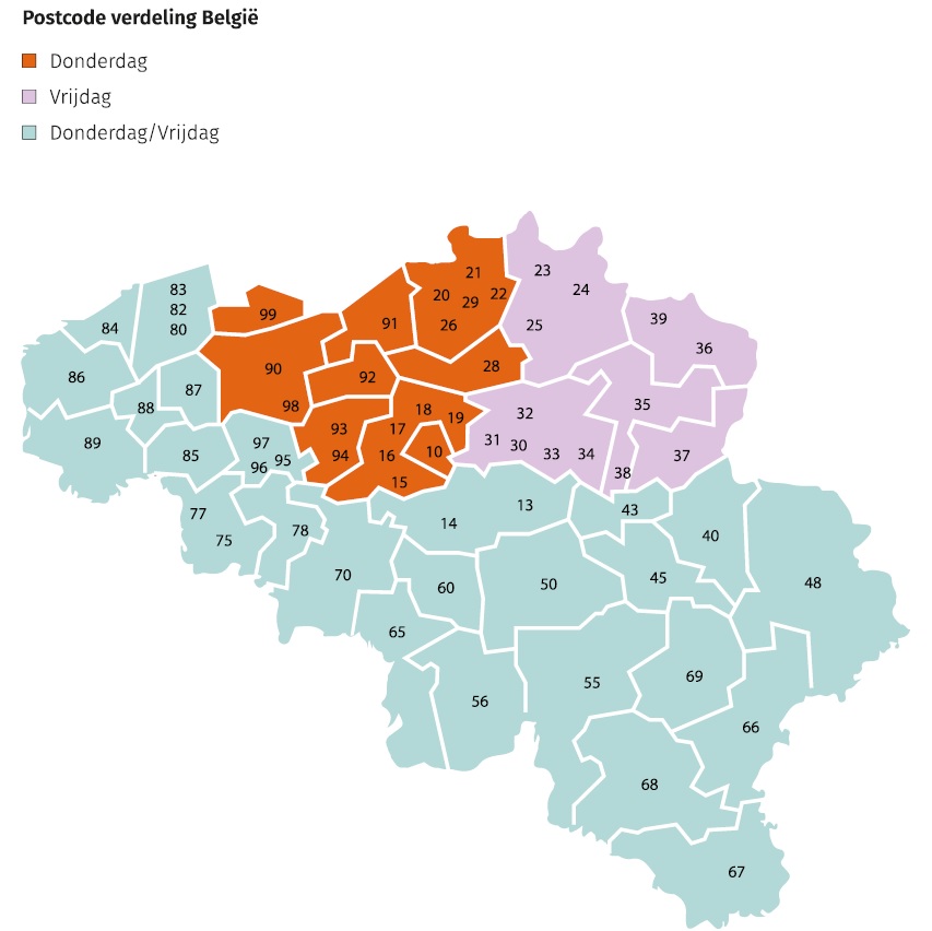 Bezorging-belgie-postcode-verdeling