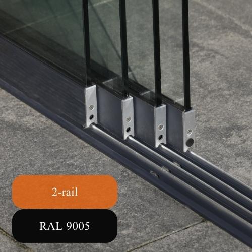Glazen schuifwanden 2 rail RAL 9005