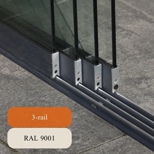 Glazen schuifwanden 3 rail RAL 9001