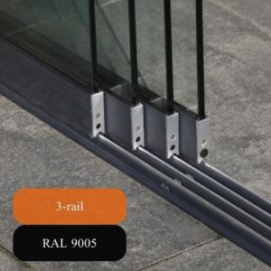 Glazen schuifwanden 3- rail RAL 9005