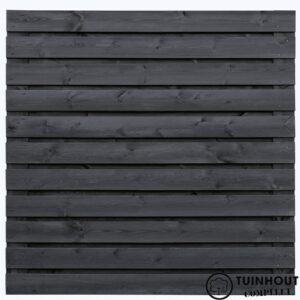 Tuinscherm zwart gespoten Grenen Fulda 180x180cm horizontaal